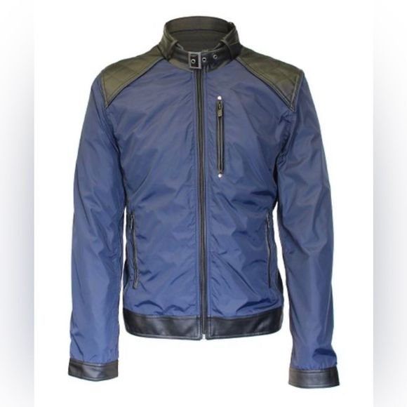 Seduka Other - SEDUKA Men’s Regular Navy Full Zip Nylon Moto Jacket Medium